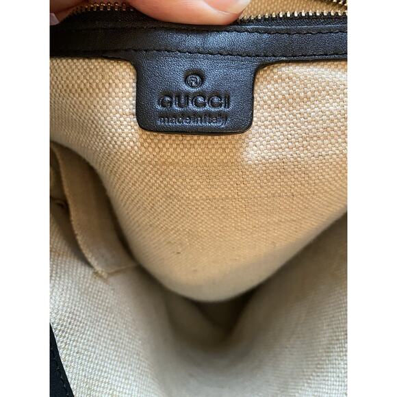 Gucci Black GG Monogram Canvas and Leather Positano Tote Gold Hardware - Picture 13 of 15